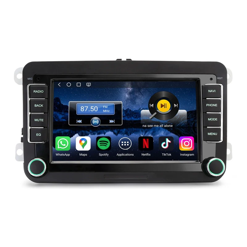 Erisin 7 Zoll Qualcomm 4GB+64GB Autoradio Bluetooth Android 16 GPS Navi für VW Polo 6R Passat B6/B7
