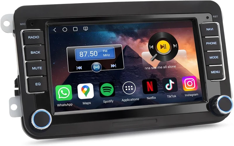 Erisin 7 Zoll Qualcomm 4GB+64GB Autoradio Bluetooth Android 16 GPS Navi für VW Polo 6R Passat B6/B7