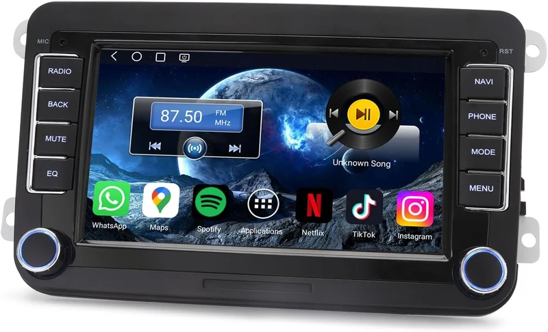 Erisin 7 Zoll Qualcomm 4GB+64GB Autoradio Bluetooth Android 16 GPS Navi für VW Polo 6R Passat B6/B7