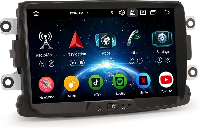Erisin 8-Kern 4GB+64GB Android 16 Autoradio Bluetooth für Renault Dacia Duster Logan Sandero Dokker