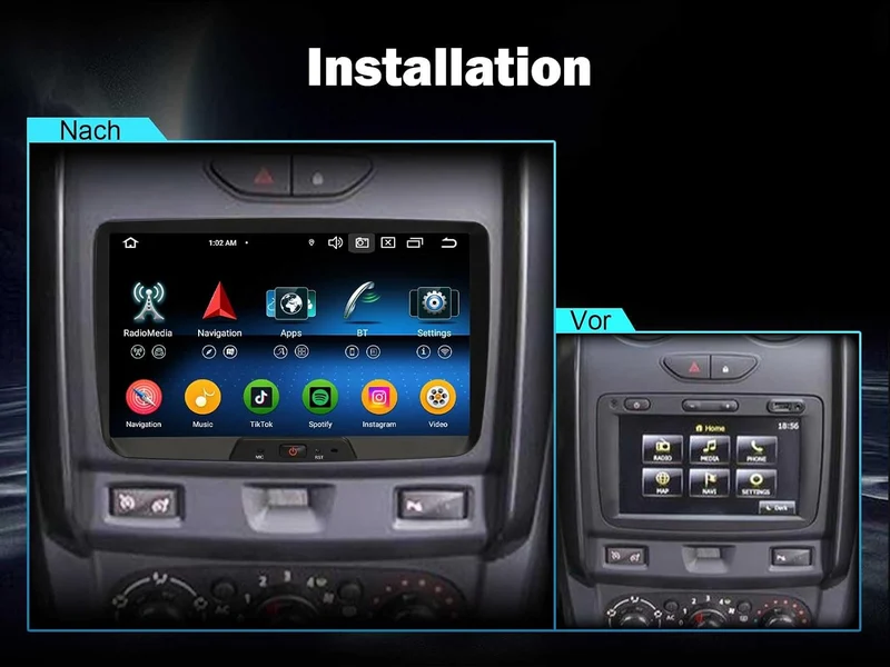 Erisin 8-Kern 4GB+64GB Android 16 Autoradio Bluetooth für Renault Dacia Duster Logan Sandero Dokker