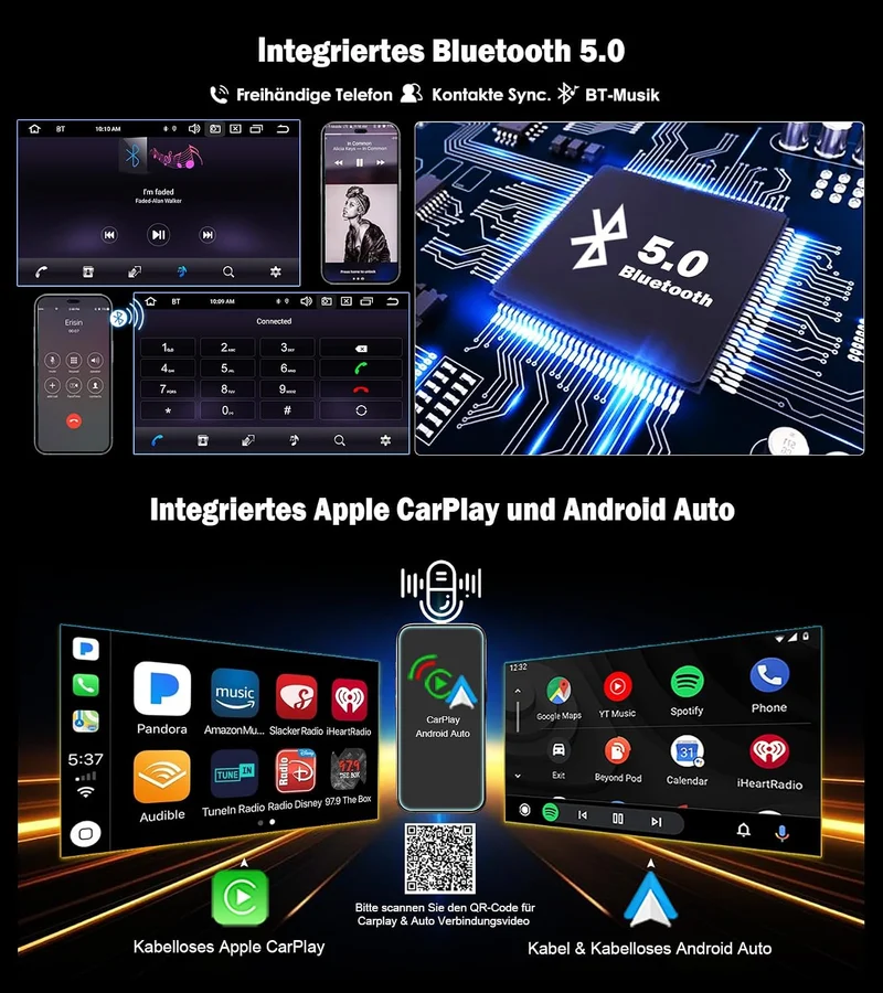 Erisin Android 16 Autoradio CarPlay für FIAT Panda 319 2013-2020 GPS Navi
