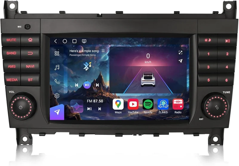 Erisin 8GB+128GB Qualcomm 8-Kern Android 16 Autoradio GPS Navi für Mercedes C-Klasse W203 CLC Klasse