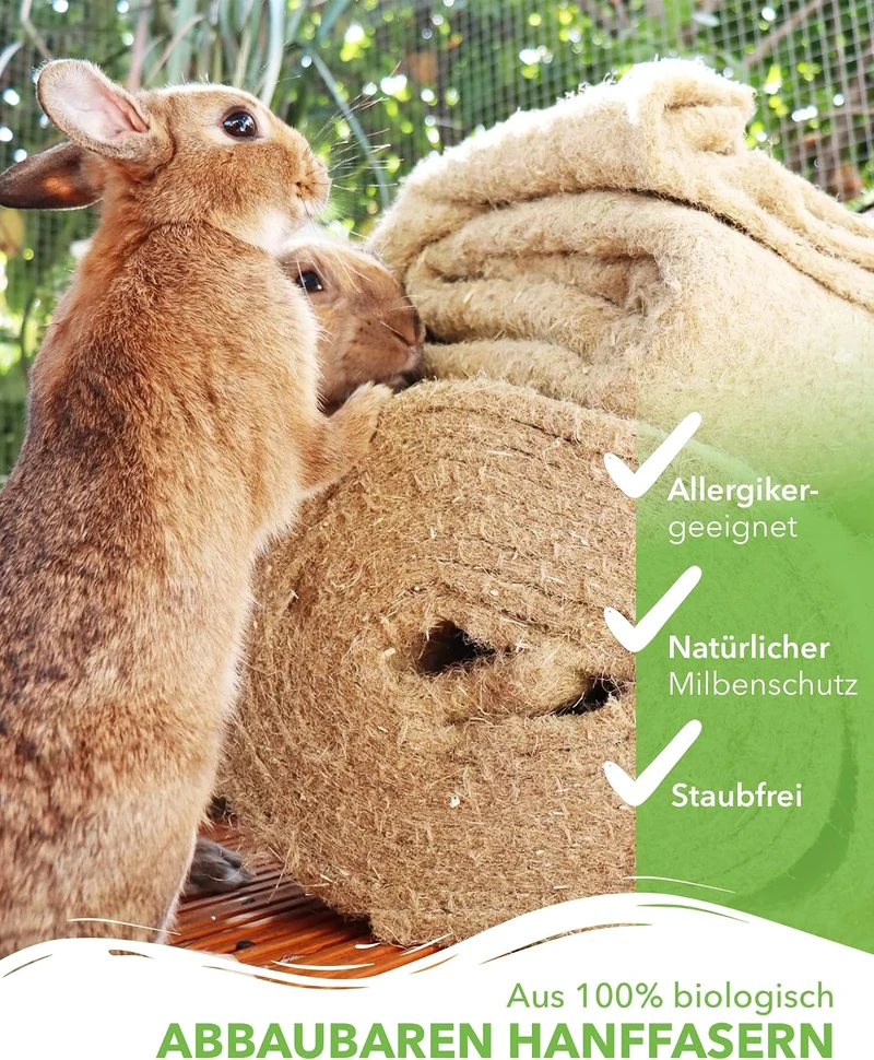 Nagerteppich aus 100% Hanf auf Rolle mit 15m Länge, 60cm Breite, 10mm dick,Hanfteppich für alle Arte