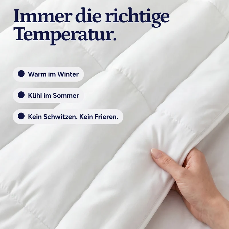 Simple Sleep™ Die schnelltrocknende 2-in-1 Bettdecke, die Bettwäsche überflüssig macht.