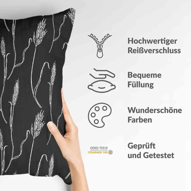 Gesundheitskissen Dunkelgrau mit weißen Zweigen