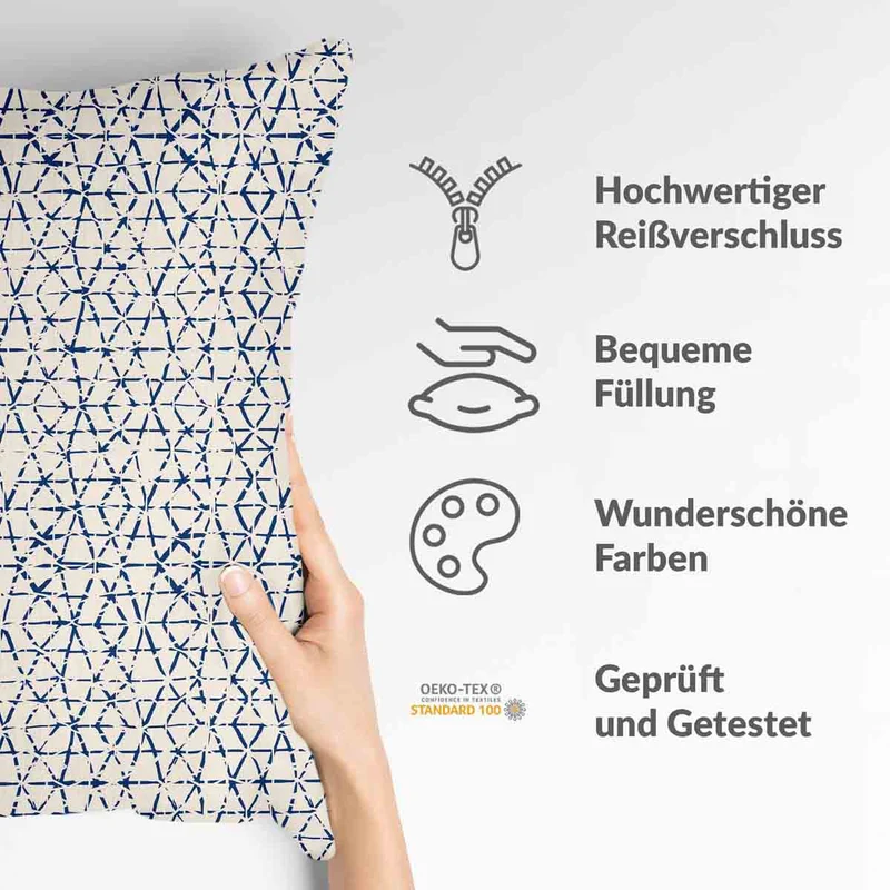 Gesundheitskissen Weiß mit zarten blauen Formen