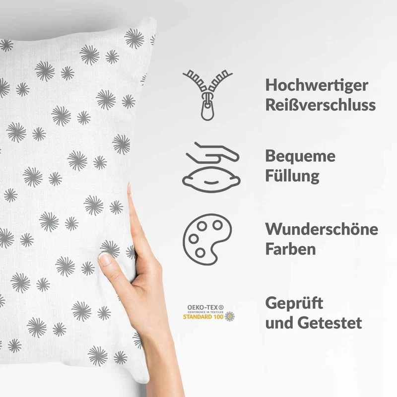Gesundheitskissen Weiß mit grauen Quasten
