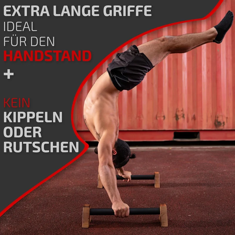 Midletts Liegestützgriffe aus Holz mit extra langen Griffen für Calisthenics/Yoga/Krafttraining – Ha