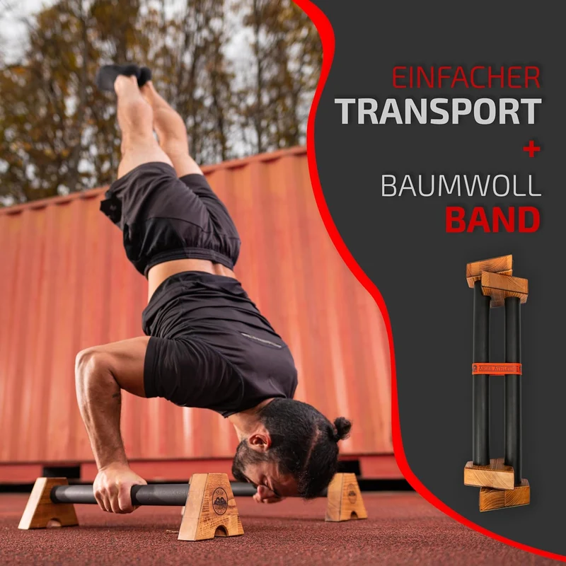 Midletts Liegestützgriffe aus Holz mit extra langen Griffen für Calisthenics/Yoga/Krafttraining – Ha