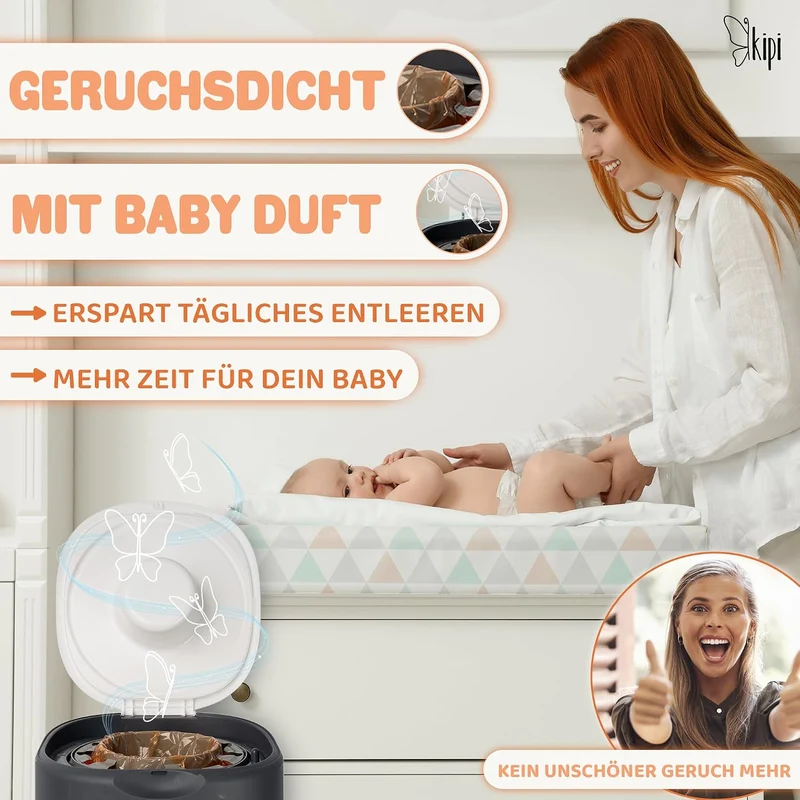 Kipi XXL Nachfüllfolie für Windeleimer - 4 Stück Nachfüllkassetten für Runde und Achteckige Modelle,