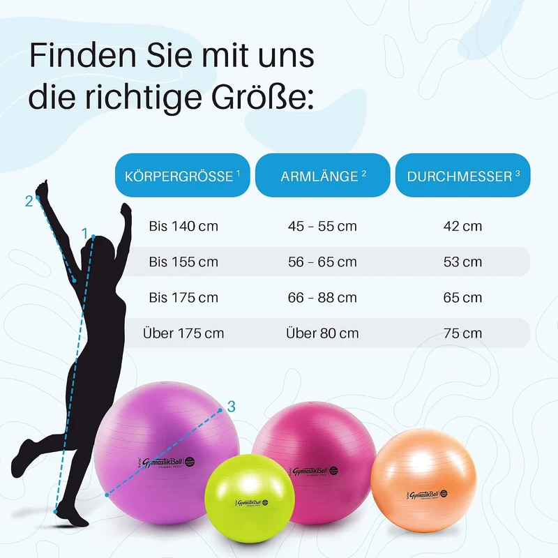 PEZZI Original Gymnastikball MAXAFE Ø 42 cm bis 75 cm Sitzball Gymnastik Sport Ball Büro Fitness Reh