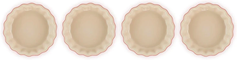 Le Creuset 4er-Set Tarteförmchen aus Steinzeug, Je 200 ml/ Ø 11 cm, Kirschrot, 91017411060000, Kirsc