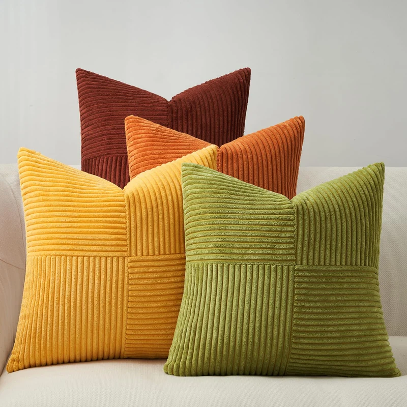 Topfinel Kissenbezug 50x50 4er Set Herbst Kissenbezüge Gelb Orange Kissen Aesthetic Windmühlenform C