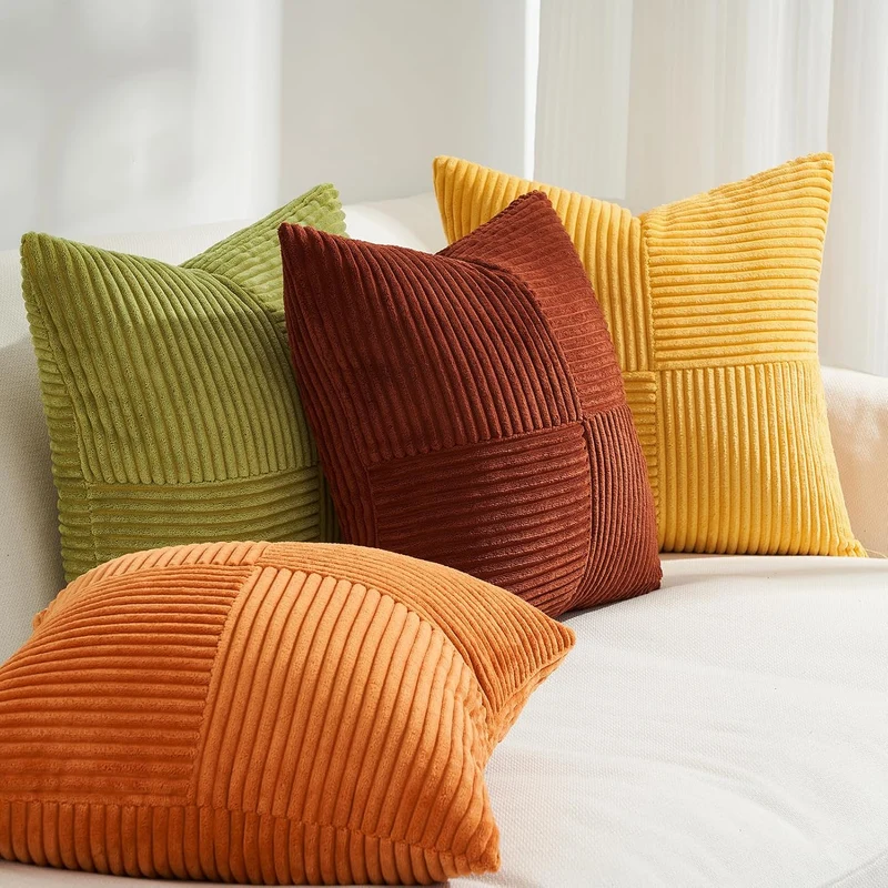 Topfinel Kissenbezug 50x50 4er Set Herbst Kissenbezüge Gelb Orange Kissen Aesthetic Windmühlenform C