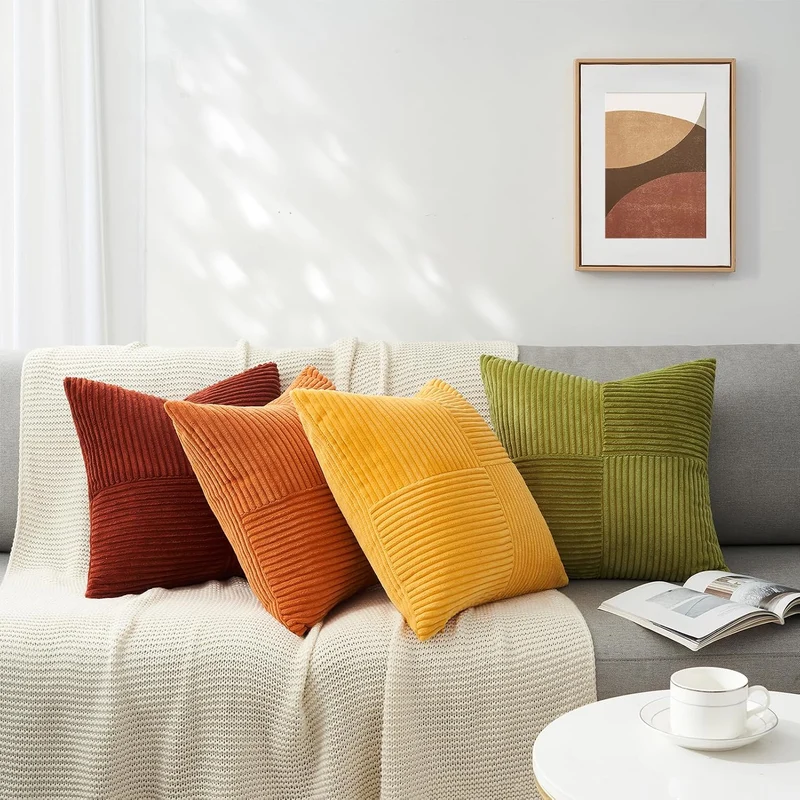 Topfinel Kissenbezug 50x50 4er Set Herbst Kissenbezüge Gelb Orange Kissen Aesthetic Windmühlenform C