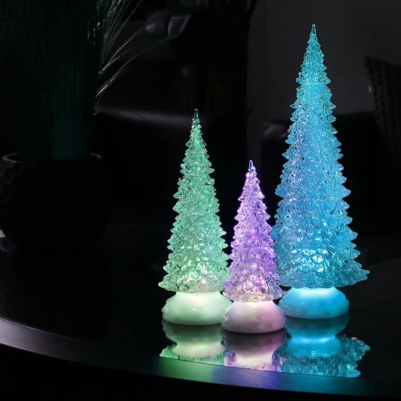 Tronje LED Christbaum 37cm Weihnachtsbaum mit Timer USB Tannenbaum beleuchteter Acrylbaum Wechselfar