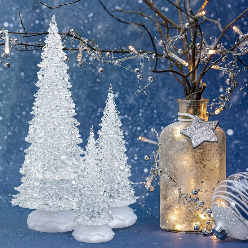 Tronje LED Christbaum 37cm Weihnachtsbaum mit Timer USB Tannenbaum beleuchteter Acrylbaum Wechselfar