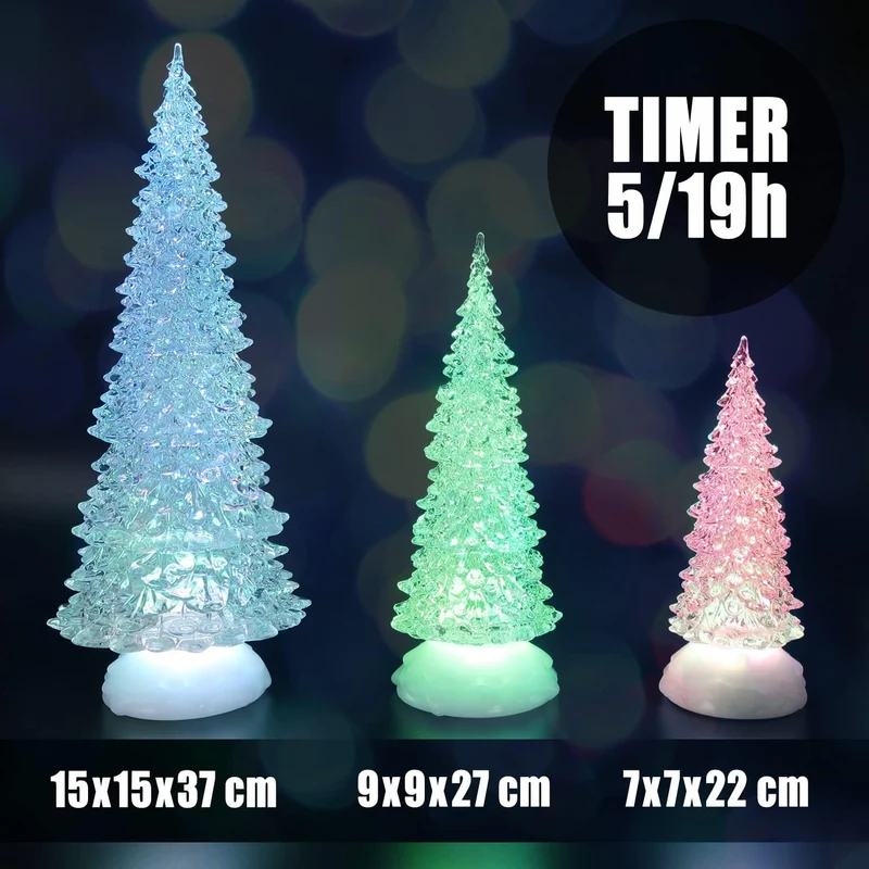 Tronje LED Christbaum 37cm Weihnachtsbaum mit Timer USB Tannenbaum beleuchteter Acrylbaum Wechselfar
