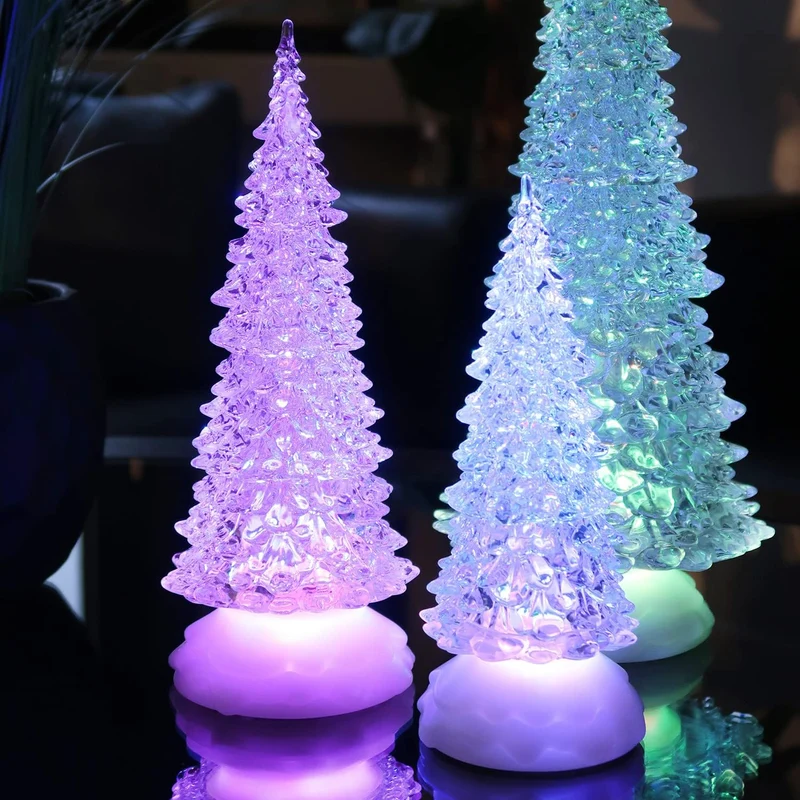 Tronje LED Christbaum 37cm Weihnachtsbaum mit Timer USB Tannenbaum beleuchteter Acrylbaum Wechselfar