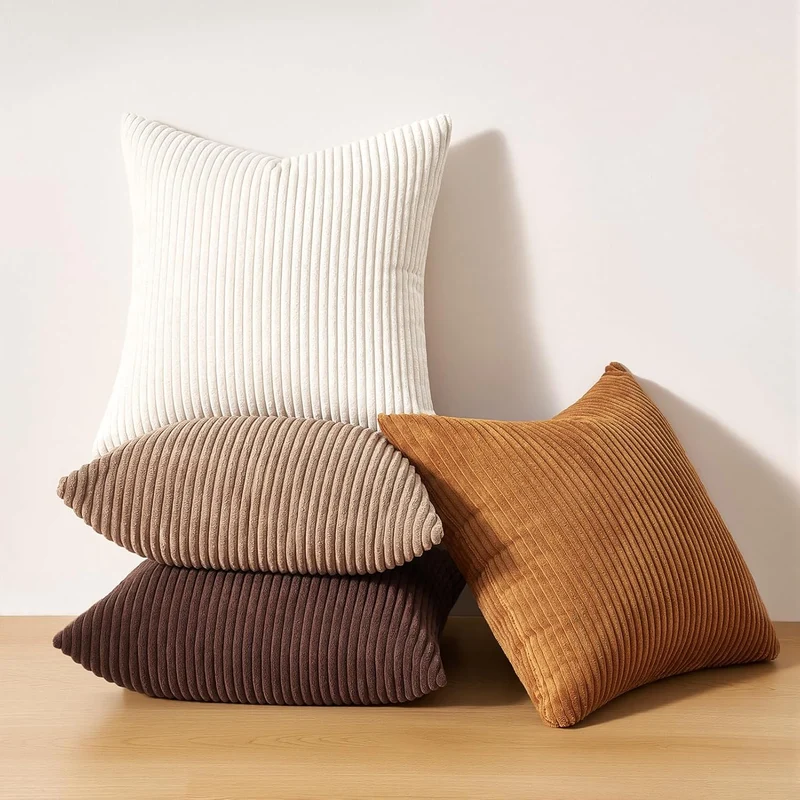 Topfinel Kissenbezug 50x50 Herbst 4er Set Cord Kissenbezüge Kissenhülle Sofakissen Dekokissen deko f