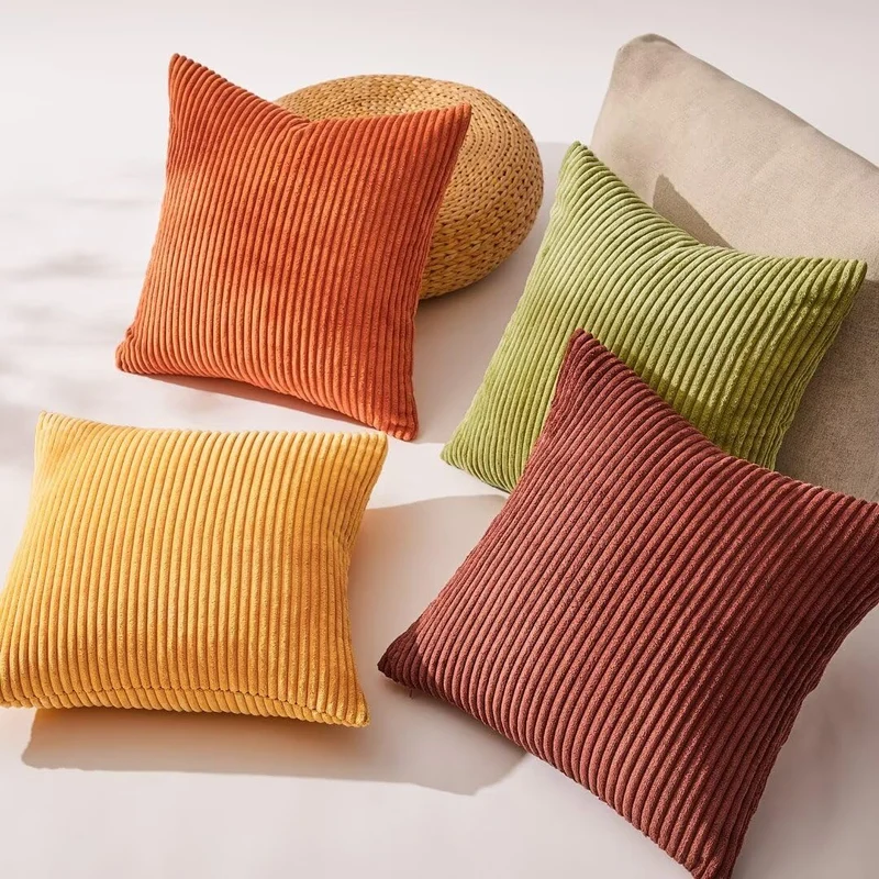 Topfinel Herbst Kissenbezug 50x50 4er Set Cord gelb grün Orange Kissenbezüge Kissenhülle Sofakissen