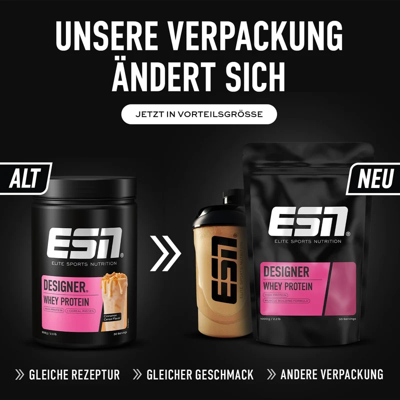ESN Designer Whey Protein Pulver, Vanilla, 1 kg Vanille, Vanille