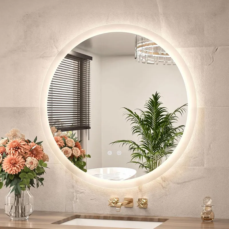 Clevich LED Badspiegel mit Beleuchtung Rund 60 cm - Runder Wandspiegel Bad Rund 60L x 60B cm LED Bad