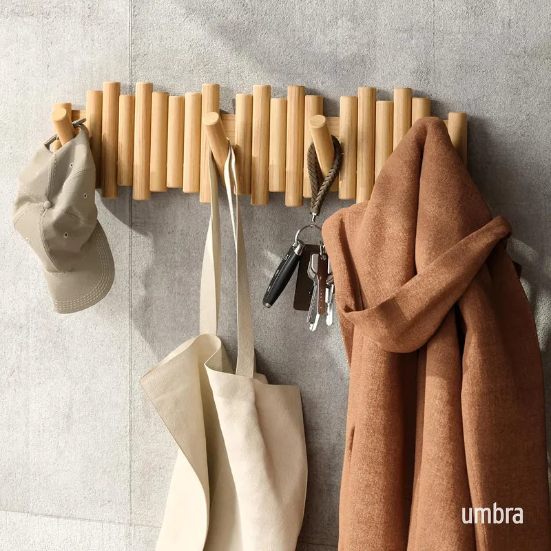 Umbra Picket Garderobenhaken Wandgarderobe, 8 Klapphaken, Natur 8 Haken Natur, 8 Haken Natur