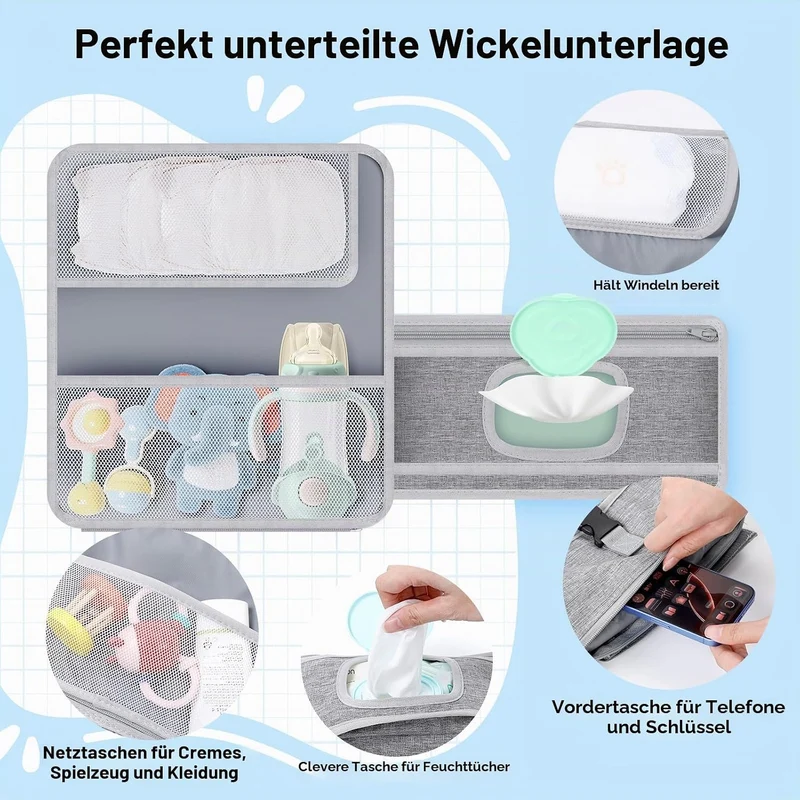 Romon Wickelunterlage, Windeltasche Kompakte Wickelauflage Abwaschbar Unterwegs Wasserdicht, Faltbar