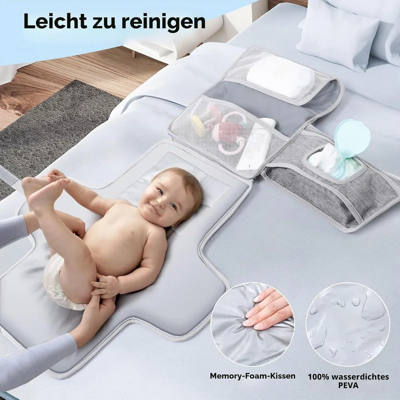 Romon Wickelunterlage, Windeltasche Kompakte Wickelauflage Abwaschbar Unterwegs Wasserdicht, Faltbar