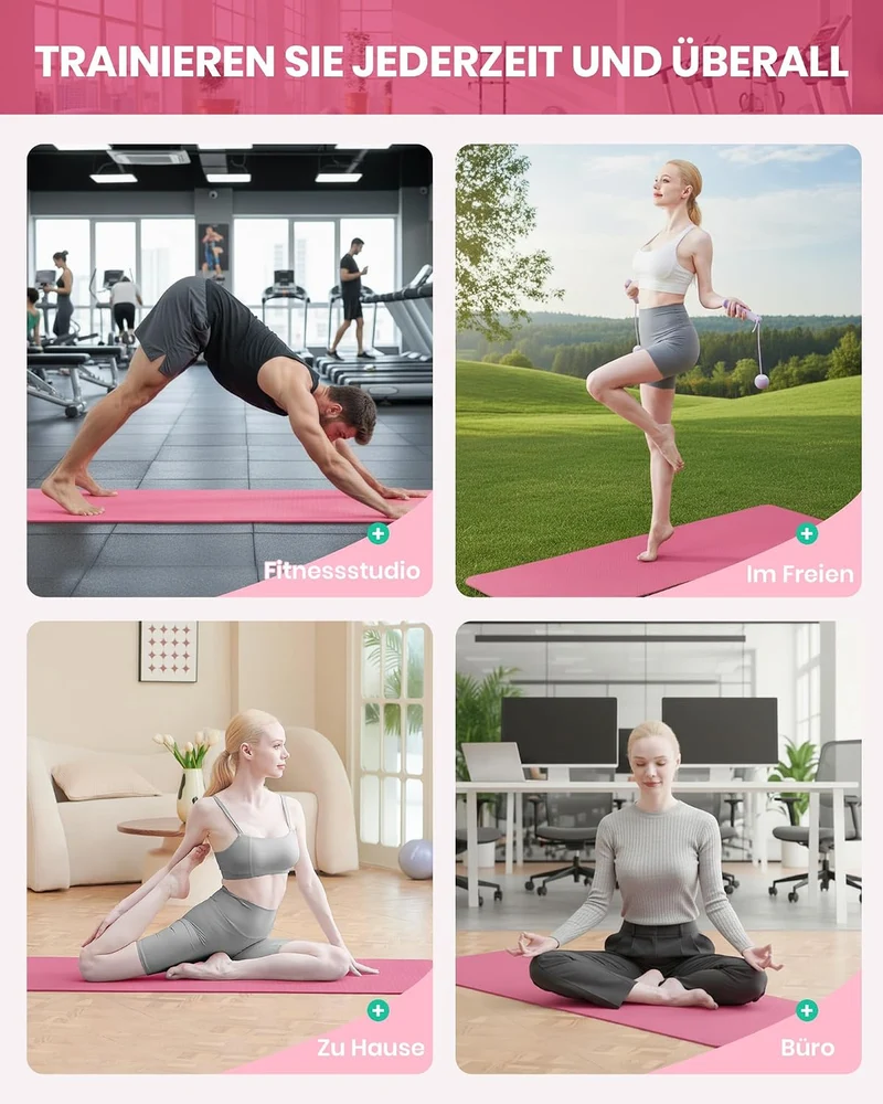 Oak & Tea Yogamatte Rutschfest Fitnessmatte Umweltfreundliche TPE Sportmatte mit Tragegurt Gymnastik