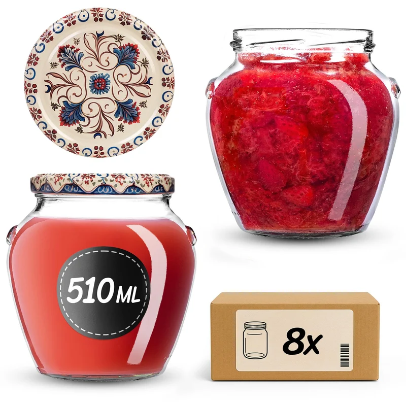 KADAX 8er Set Einmachgläser 510ml TO82, Sturzgläser Mason Jar mit Schraubdeckel, Luftdichte Twist-of