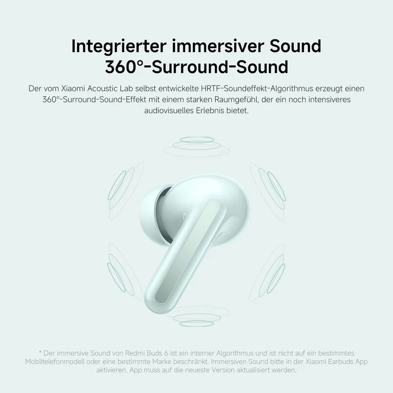 Xiaomi Redmi Buds 6 – Kabellose Bluetooth-In-Ear-Kopfhörer, Dual-Treiber, immersiver Sound, 49 dB ak