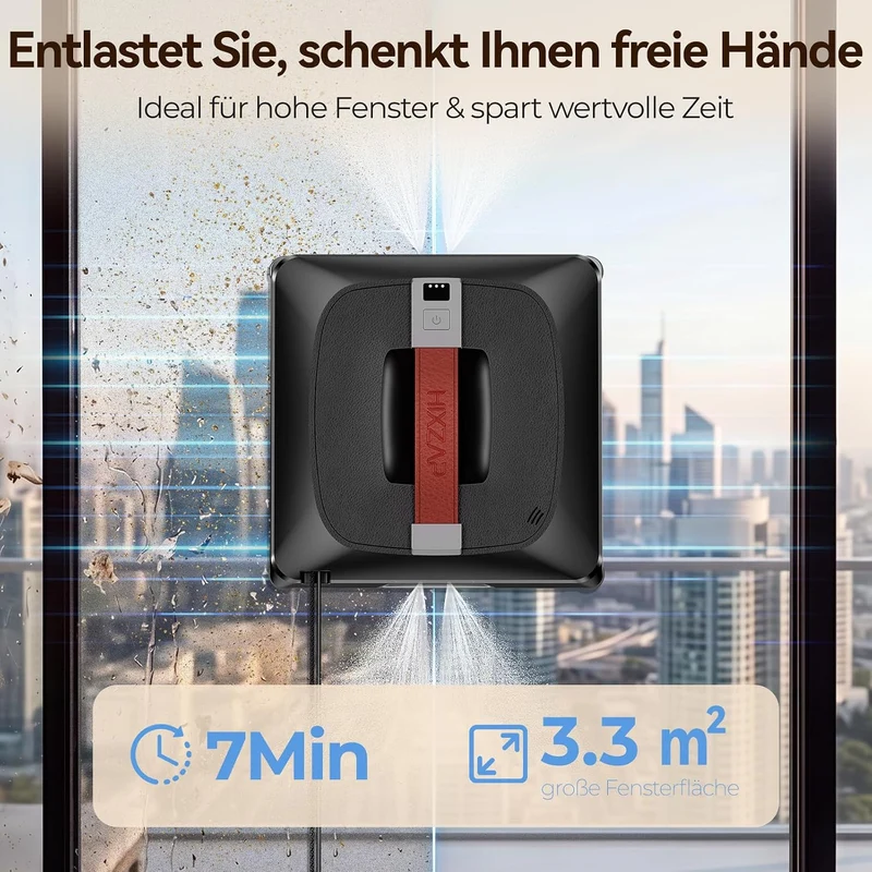 Z9 Pro Fensterputzroboter für hohe Fenster, Innen & Aussen, für Wintergarten Schwarz, Schwarz