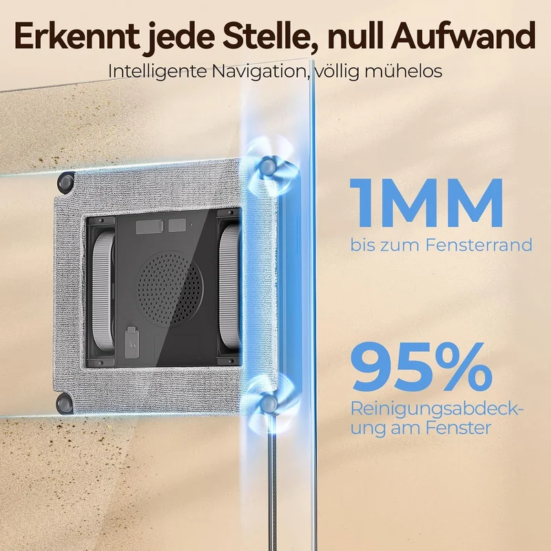 Z9 Pro Fensterputzroboter für hohe Fenster, Innen & Aussen, für Wintergarten Schwarz, Schwarz