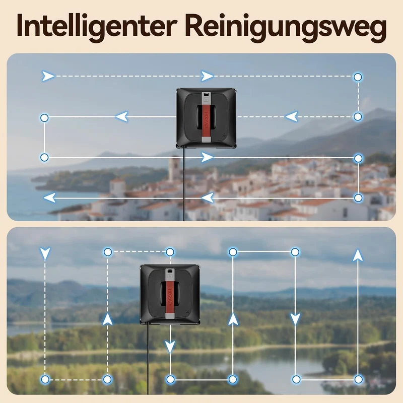 Z9 Pro Fensterputzroboter für hohe Fenster, Innen & Aussen, für Wintergarten Schwarz, Schwarz