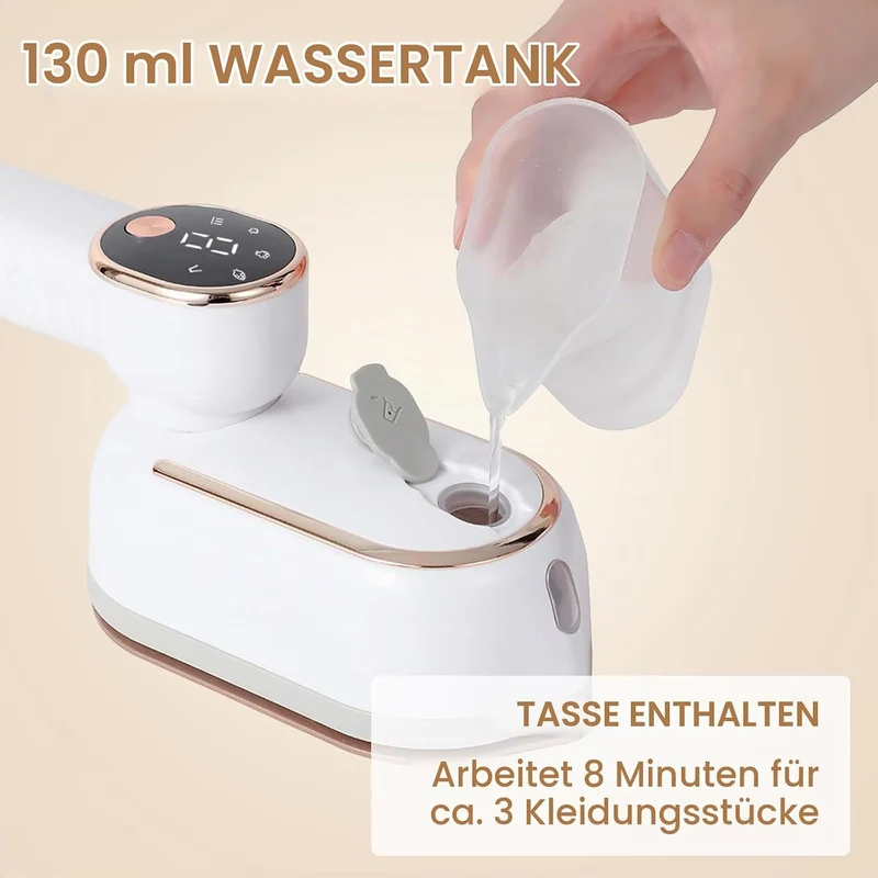 Tragbares Reisebügeleisen mit LCD-Display, 1200 W, 2-in-1 Trocken- und Dampfbügeleisen, 180° klappba