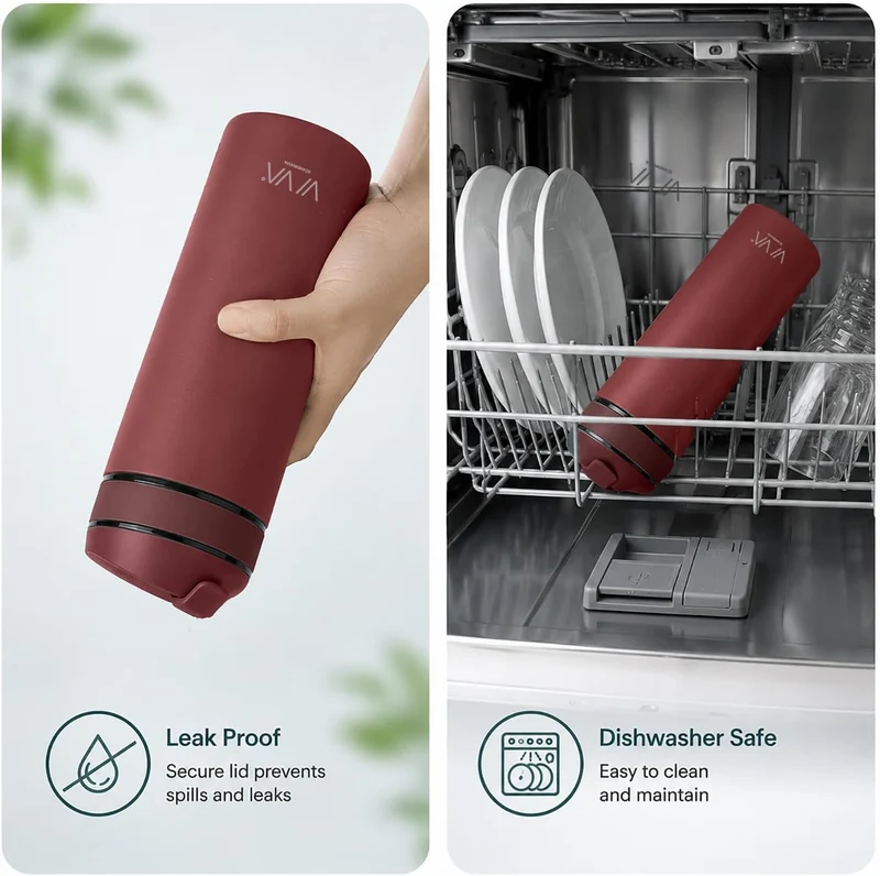 VIVA Recharge Teeflasche mit Sieb, Edelstahl isoliert, 470 ml, Cranberry | Doppelwandig isolierter E