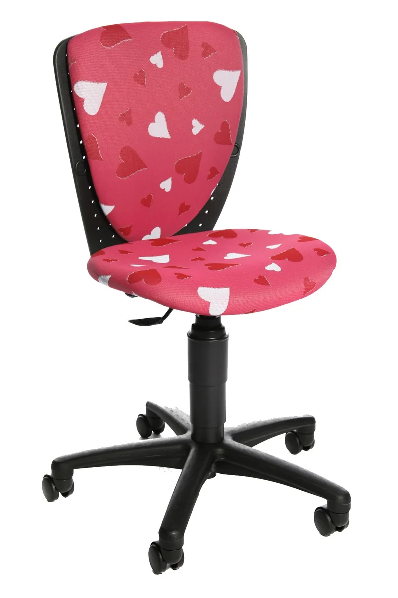 Topstar S'cool 3, Kinderdrehstuhl, Schreibtischstuhl für Kinder, Bezugsstoff pink, Motiv Herzchen, 3