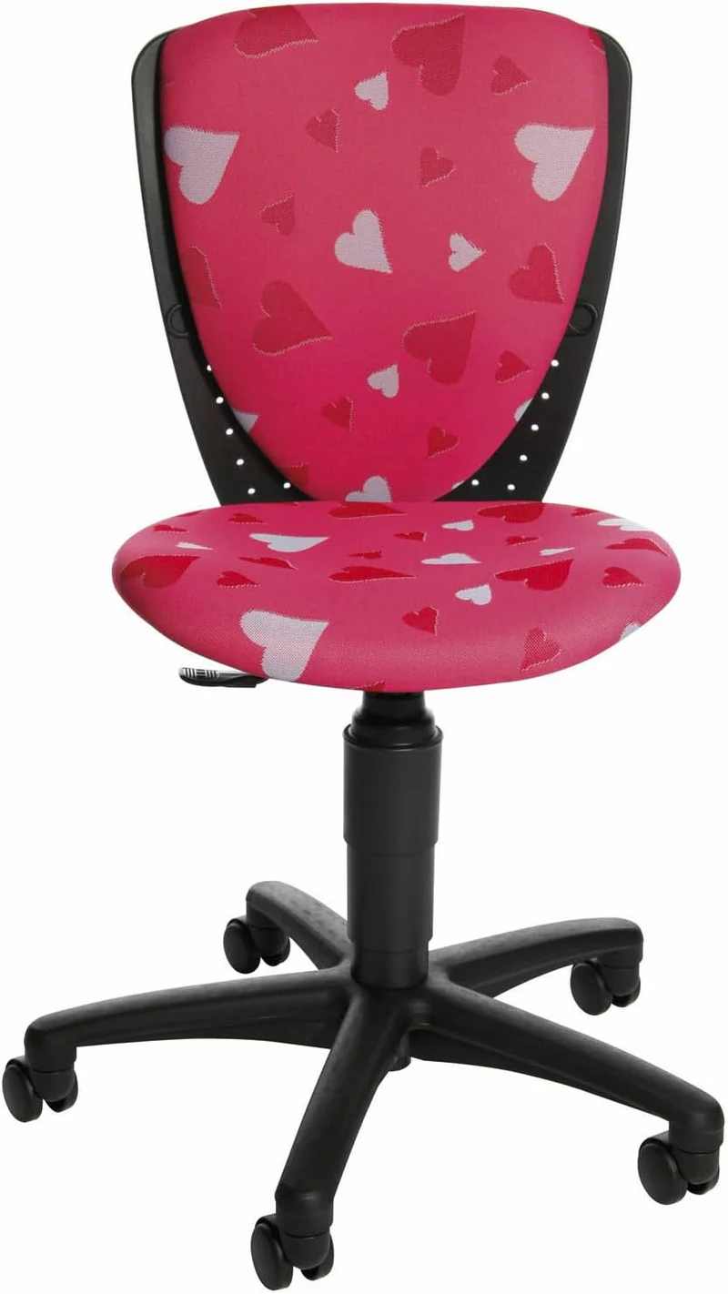 Topstar S'cool 3, Kinderdrehstuhl, Schreibtischstuhl für Kinder, Bezugsstoff pink, Motiv Herzchen, 3