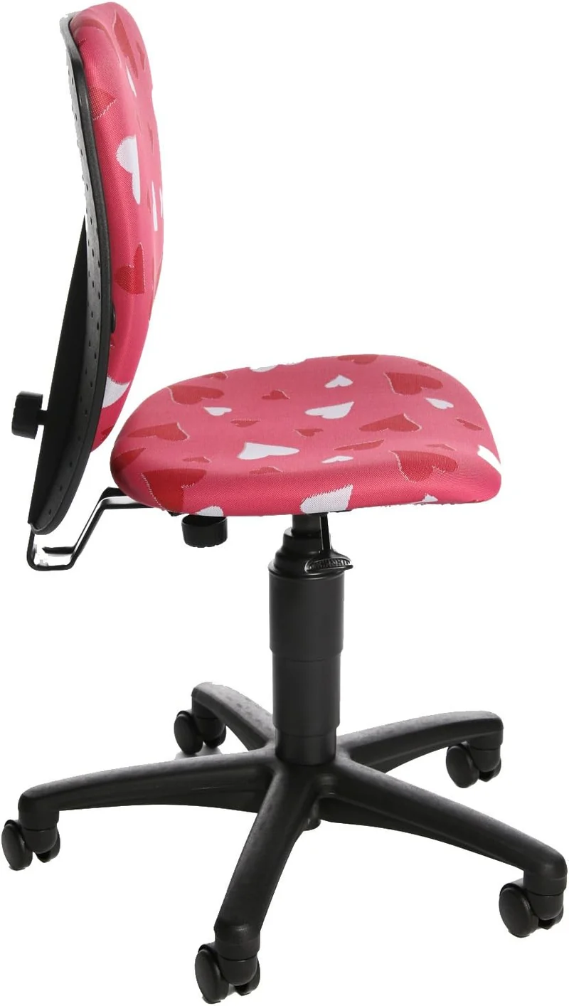 Topstar S'cool 3, Kinderdrehstuhl, Schreibtischstuhl für Kinder, Bezugsstoff pink, Motiv Herzchen, 3
