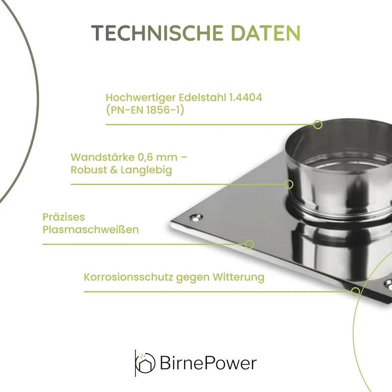 BirnePower Edelstahl Ofenrohr Kaminrohr Abgaselemente: Rohr Bogen Ofenknie T-Stück Regenhaube Rauchr