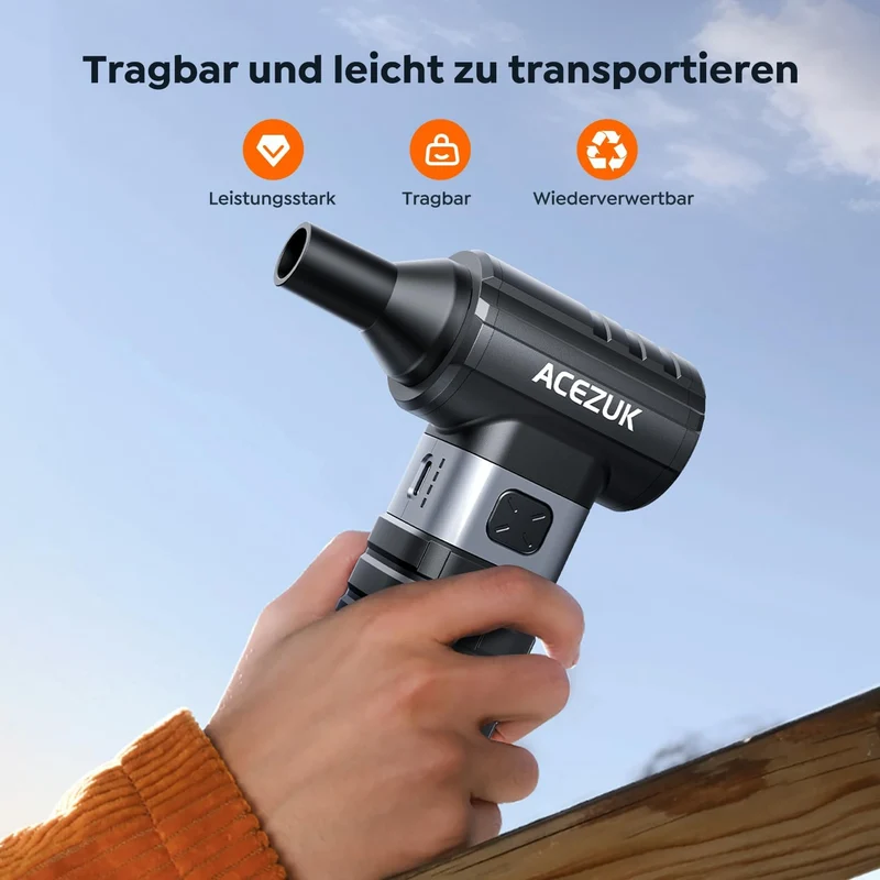 ACEZUK Elektrische Staubgebläse Druckluftspray 200000 U/min für PC Reinigungsset,10500mah Compressed
