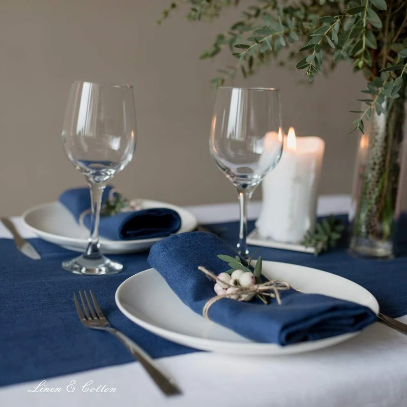 Linen & Cotton Hochwertige 4 x Stoffservietten/Servietten Stoff/Leinenservietten Hygge -100% Leinen,