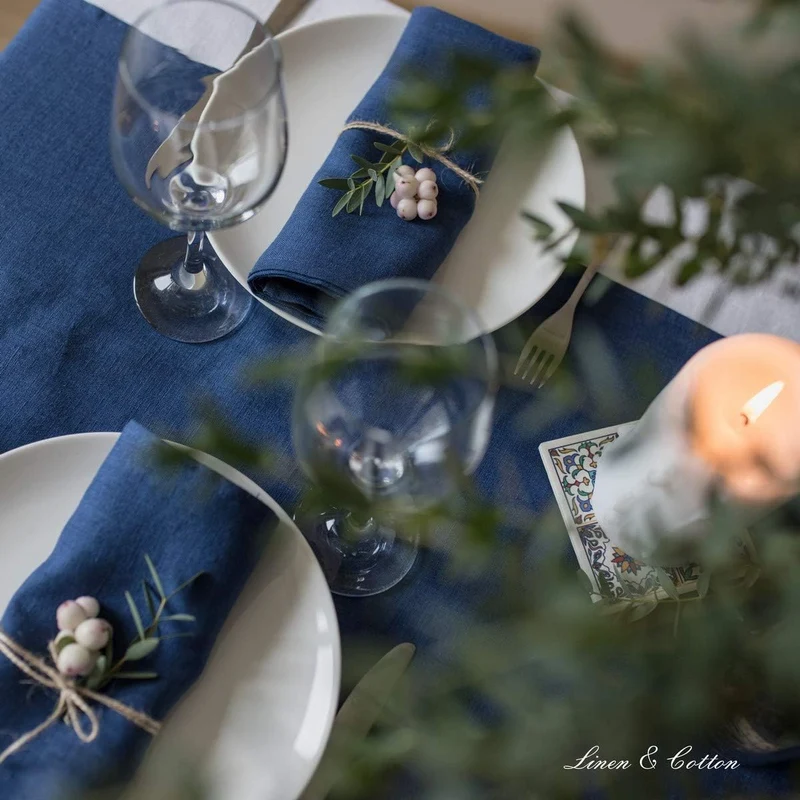 Linen & Cotton Hochwertige 4 x Stoffservietten/Servietten Stoff/Leinenservietten Hygge -100% Leinen,