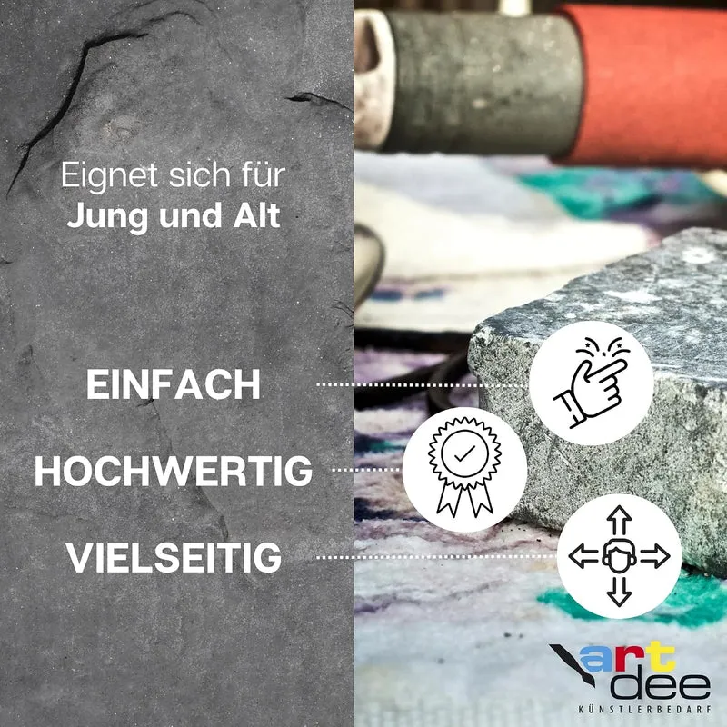 Speckstein Set mit 2 Feilen und Raspeln – Specksteine (10 Stück) und Werkzeug zum Schnitzen und Feil