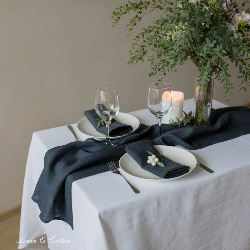 Linen & Cotton Hochwertige 4 x Stoffservietten/Servietten Stoff/Leinenservietten Hygge -100% Leinen,