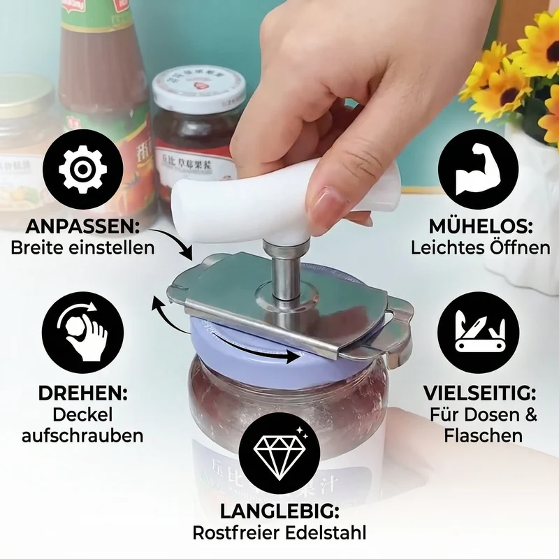 TWISTMASTER Pro – Verstellbarer Edelstahl-Glas- & Flaschenöffner