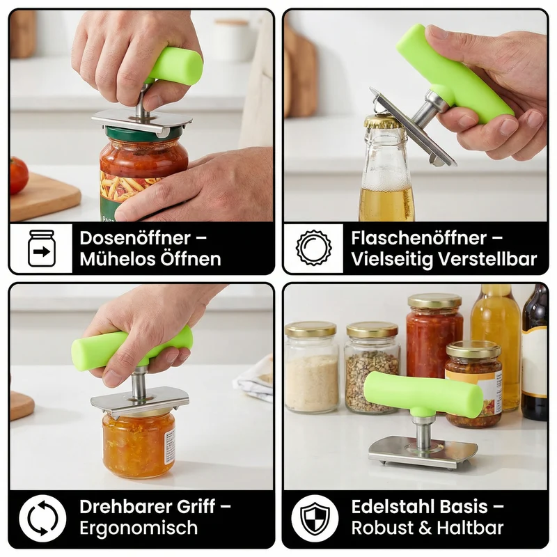TWISTMASTER Pro – Verstellbarer Edelstahl-Glas- & Flaschenöffner
